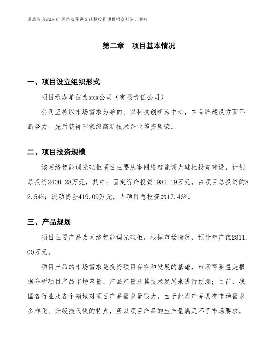 网络智能调光硅柜投资项目招商引资计划书_第5页