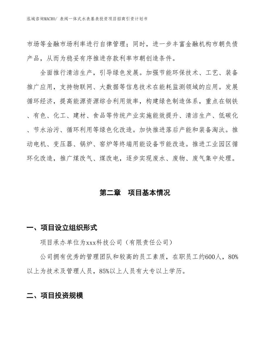 表阀一体式水表基表投资项目招商引资计划书_第5页