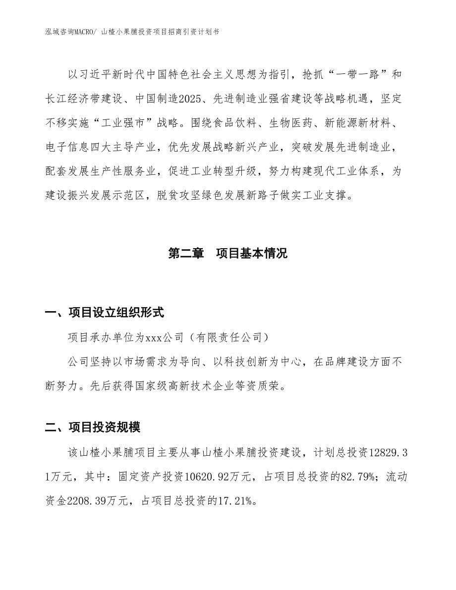 山楂小果脯投资项目招商引资计划书_第5页