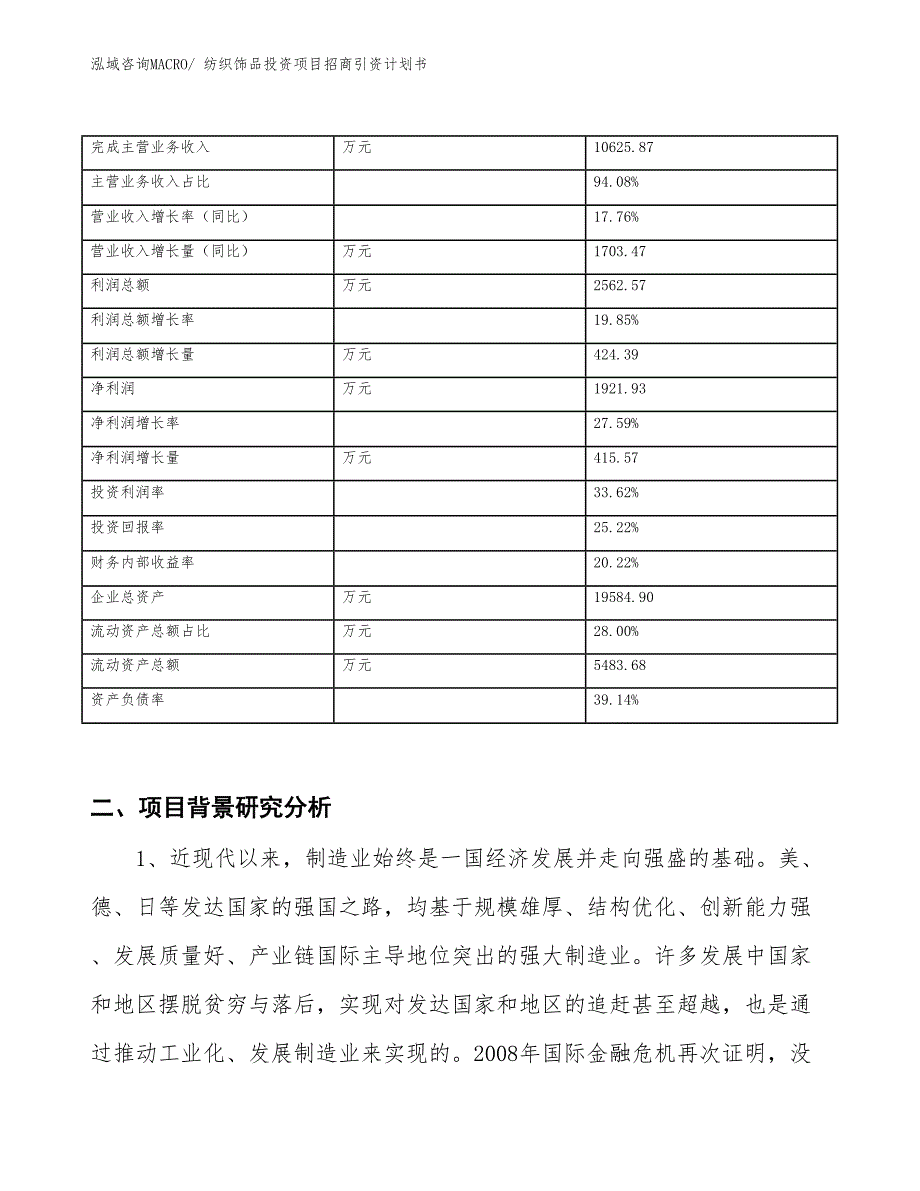 纺织饰品投资项目招商引资计划书_第2页