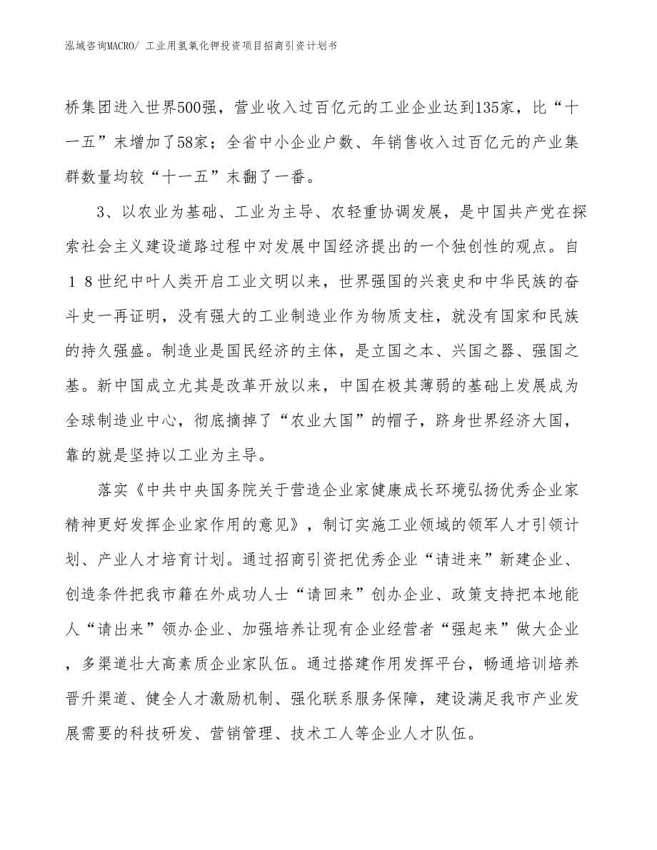 工业用氢氧化钾投资项目招商引资计划书_第5页