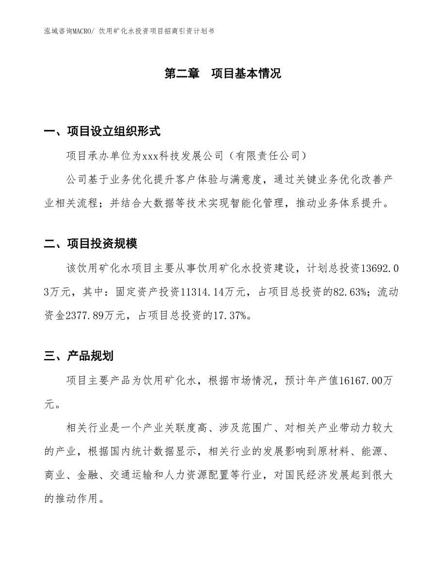 饮用矿化水投资项目招商引资计划书_第5页