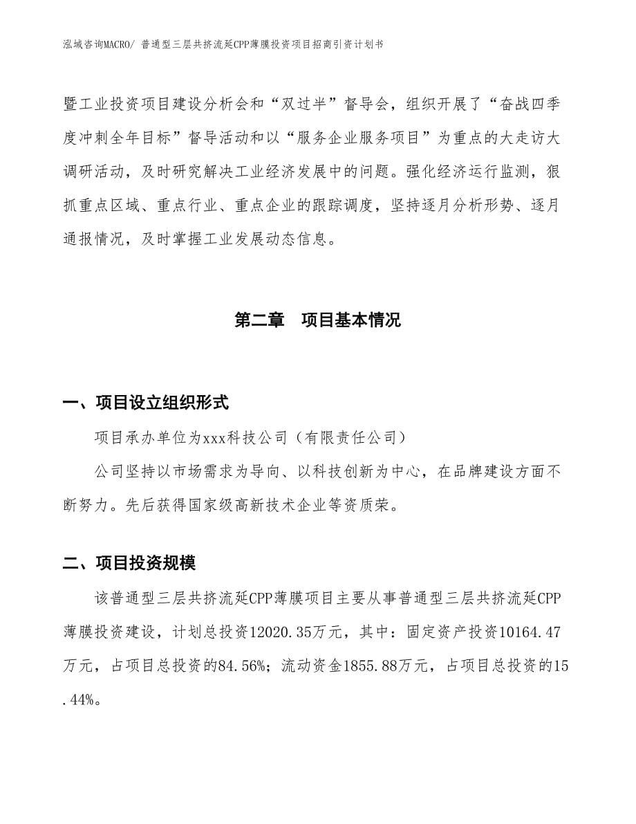 普通型三层共挤流延CPP薄膜投资项目招商引资计划书_第5页