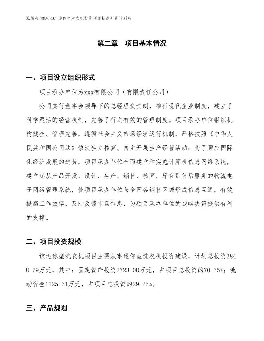 迷你型洗衣机投资项目招商引资计划书_第5页