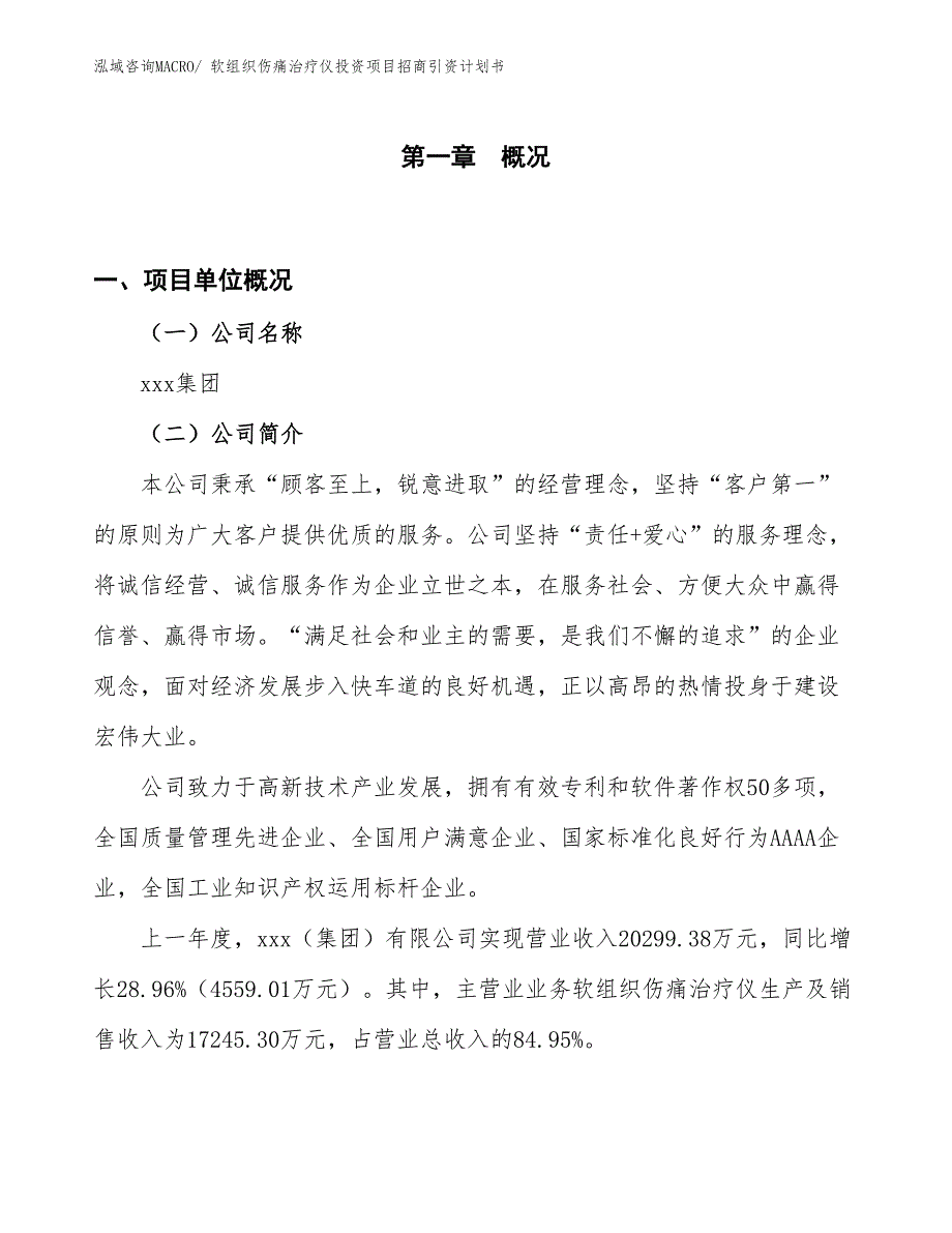 软组织伤痛治疗仪投资项目招商引资计划书_第1页