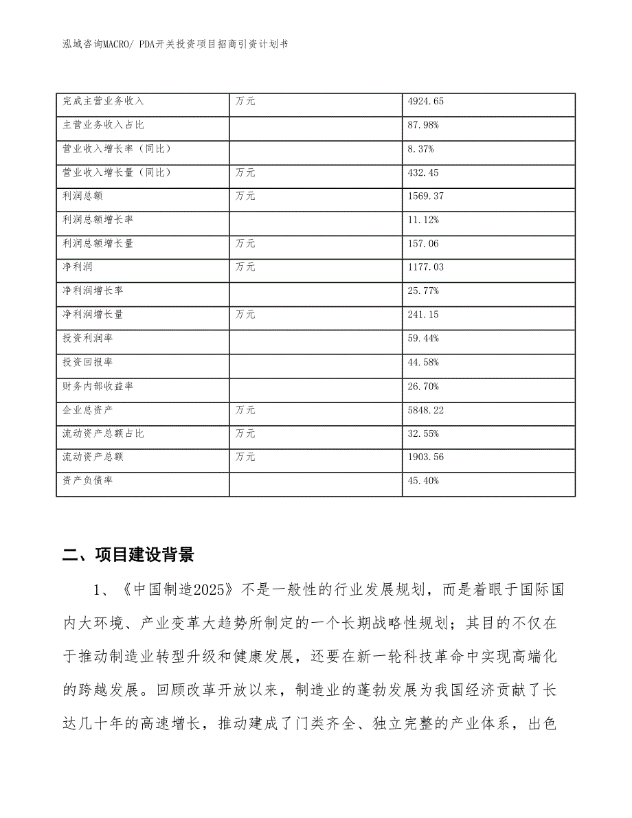 PDA开关投资项目招商引资计划书_第2页