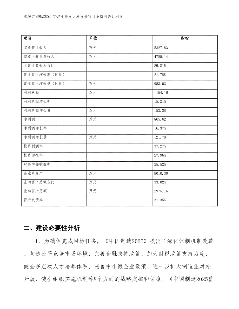 CDMA干线放大器投资项目招商引资计划书_第2页