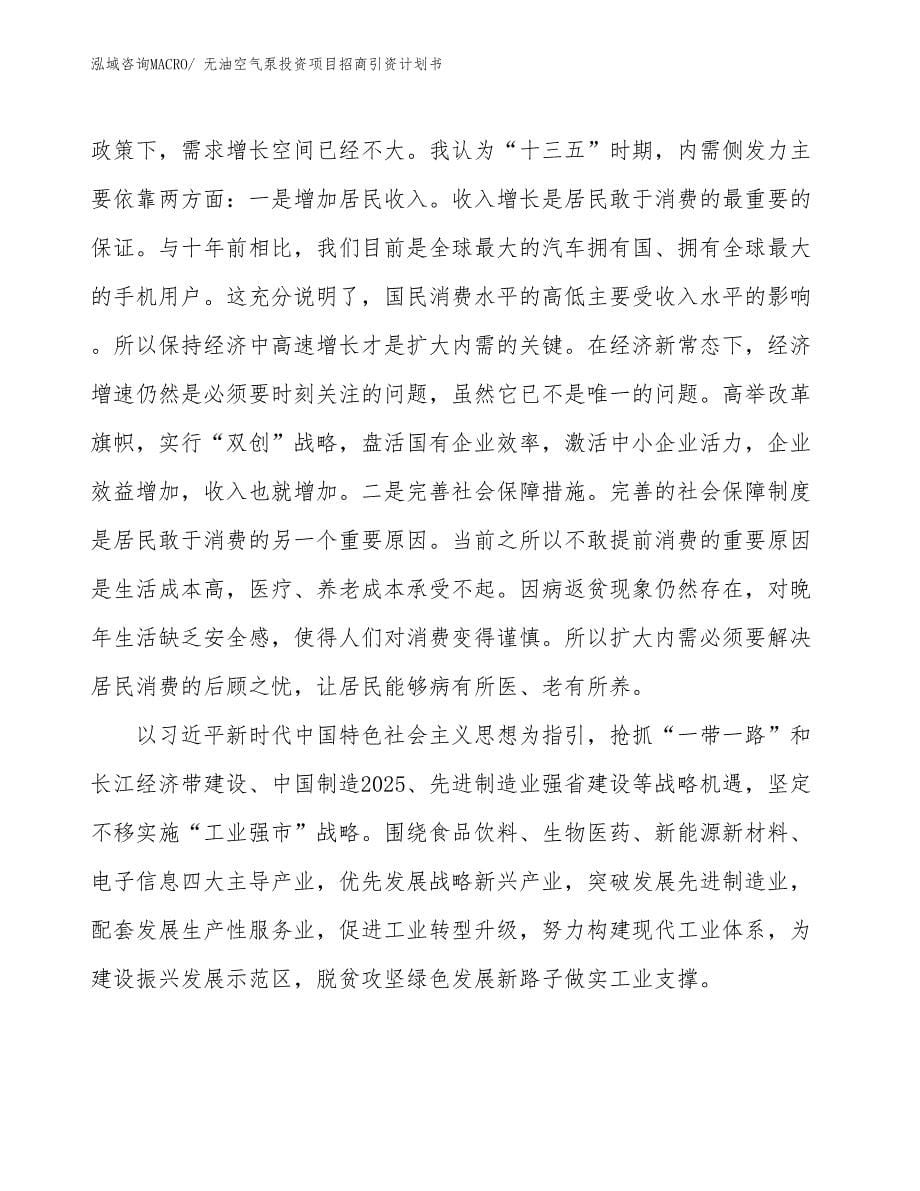 无油空气泵投资项目招商引资计划书_第5页