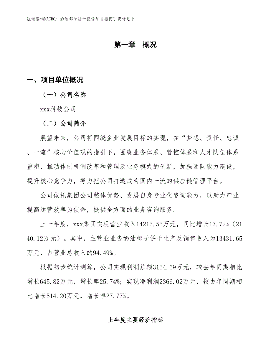 奶油椰子饼干投资项目招商引资计划书_第1页