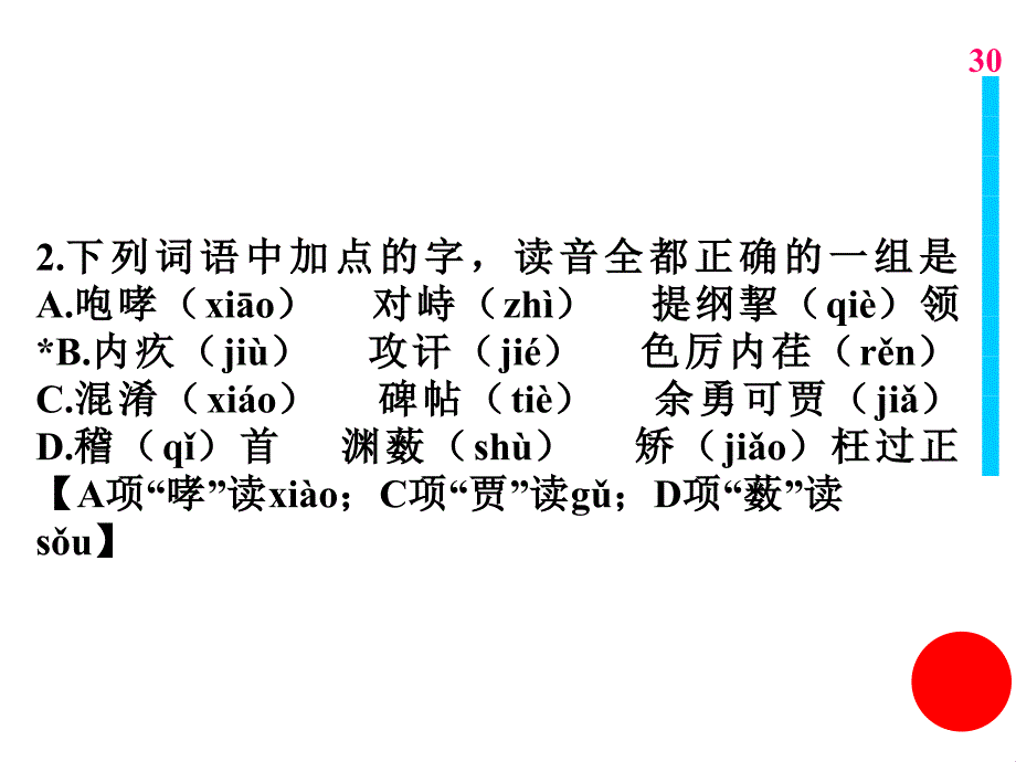 1.下列词语中加点的字，读音全都正确的一组是a.僭（jiàn）越 鸟瞰（kàn b...b_第2页