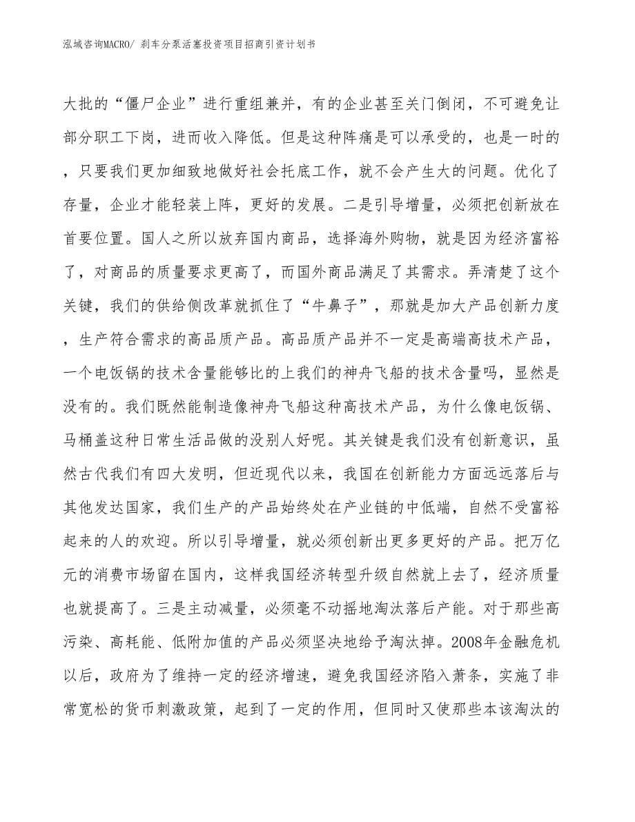 刹车分泵活塞投资项目招商引资计划书_第5页