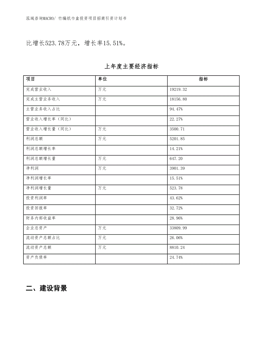 竹编纸巾盒投资项目招商引资计划书_第2页