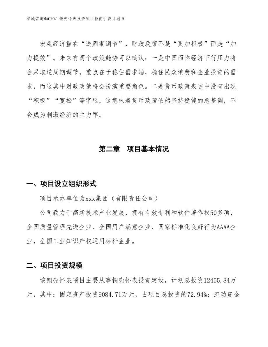 铜壳怀表投资项目招商引资计划书_第5页