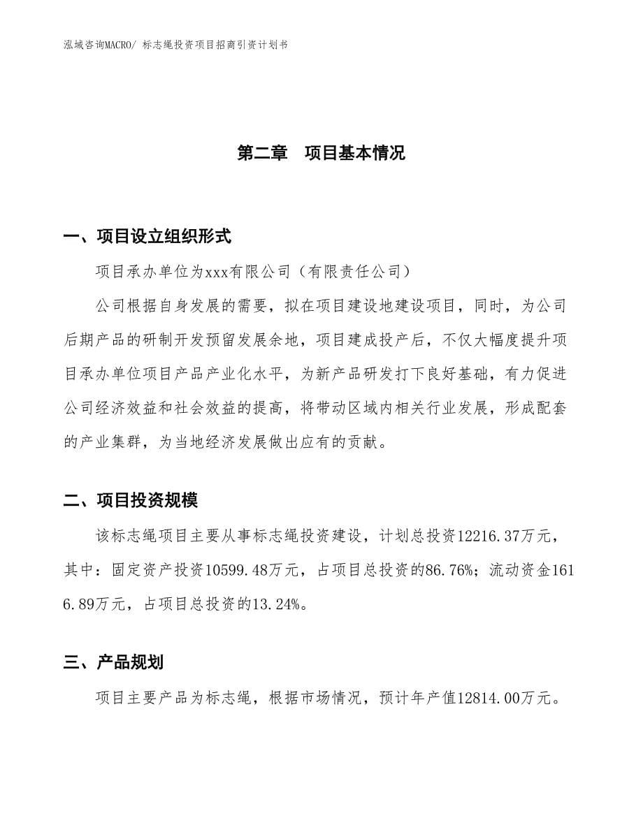 标志绳投资项目招商引资计划书_第5页