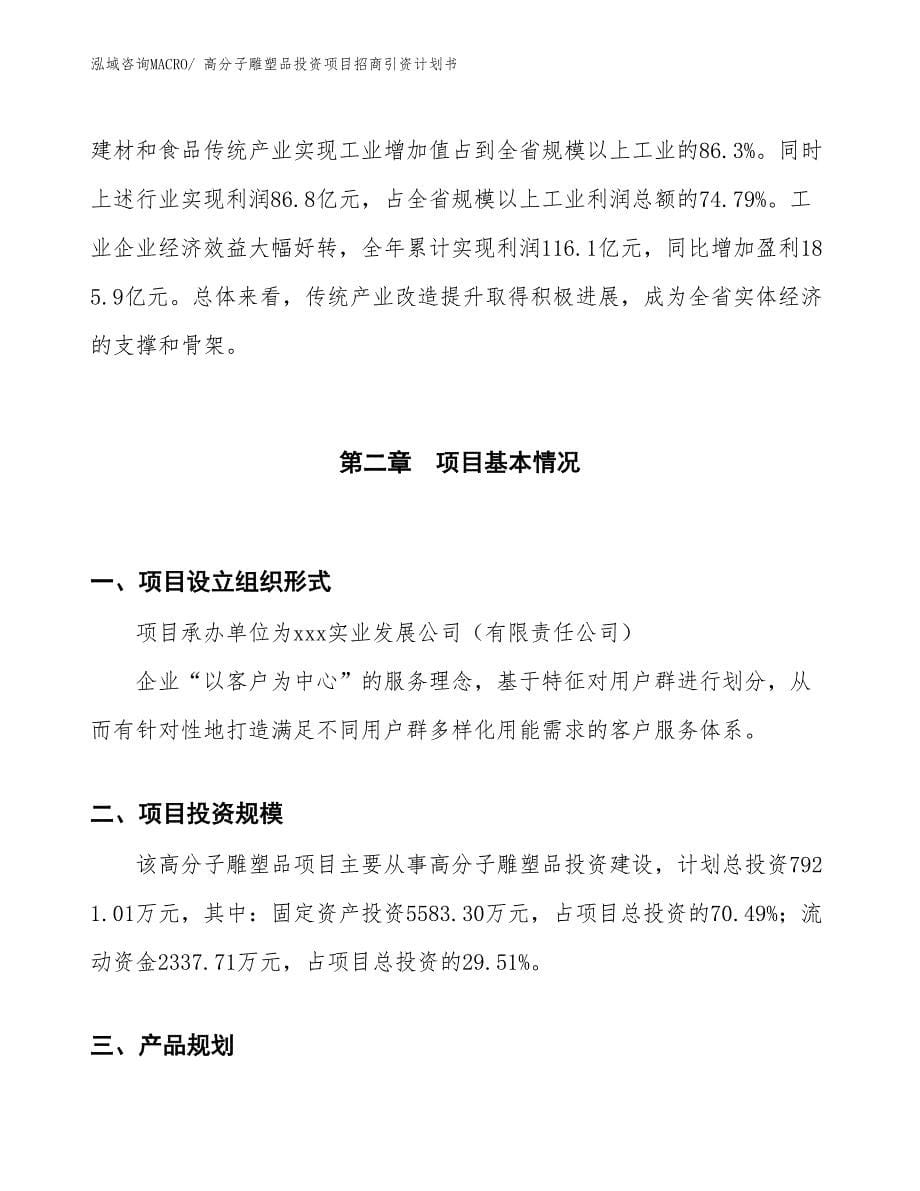 高分子雕塑品投资项目招商引资计划书_第5页