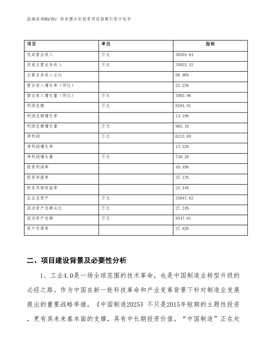 彩色圆头钉投资项目招商引资计划书_第2页