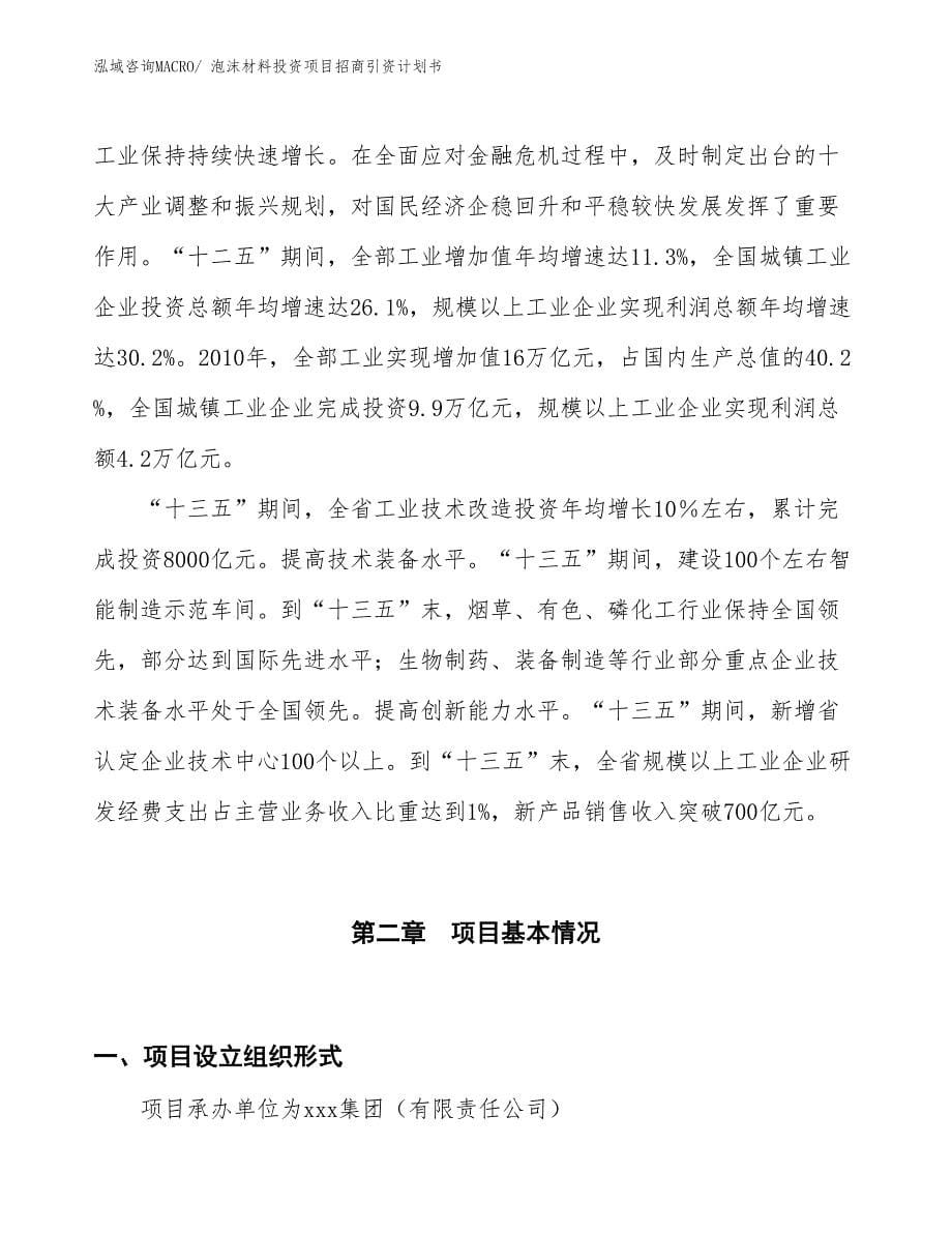 泡沫材料投资项目招商引资计划书_第5页