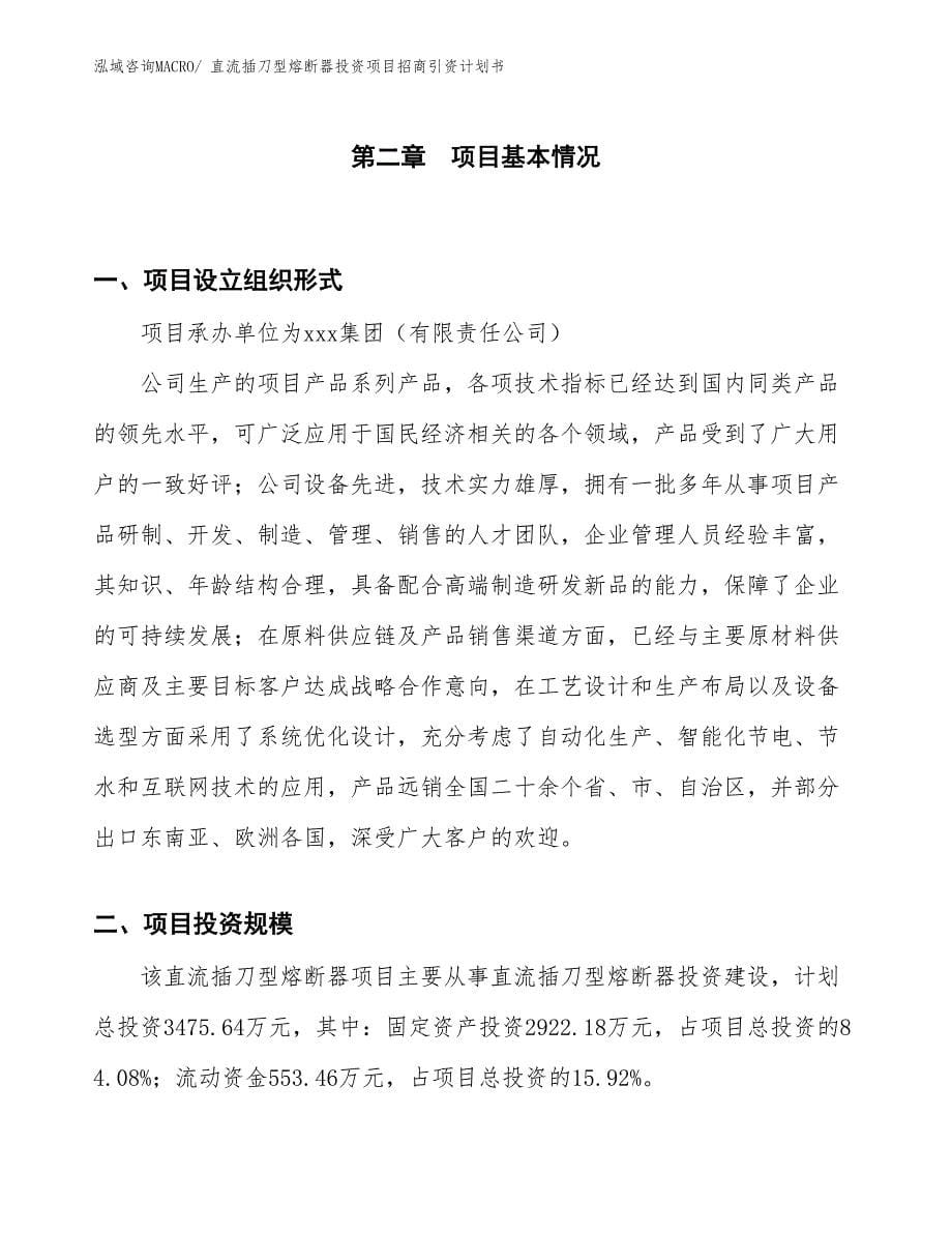 直流插刀型熔断器投资项目招商引资计划书_第5页