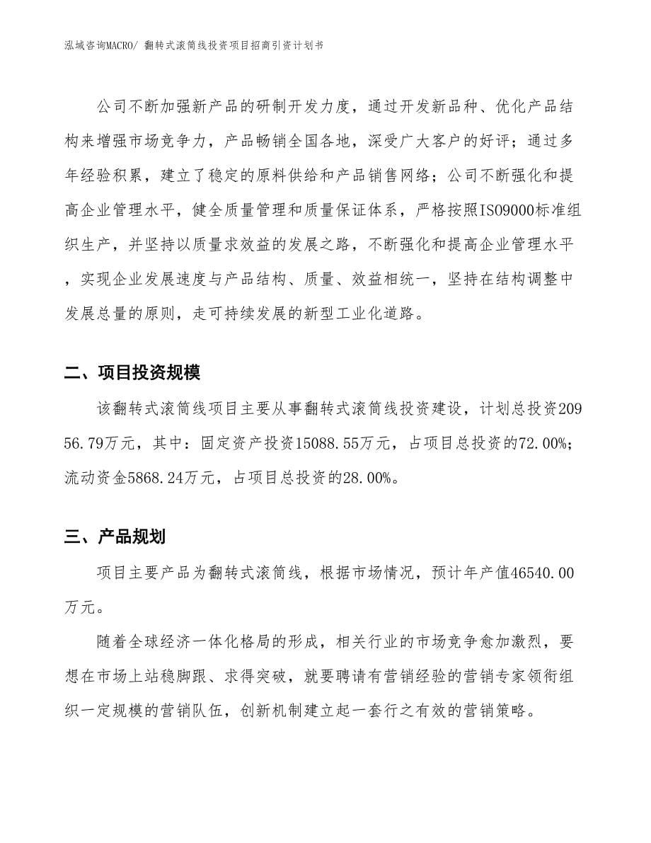 翻转式滚筒线投资项目招商引资计划书_第5页