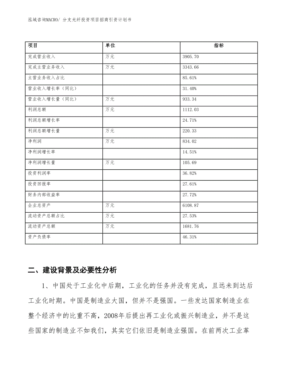 分支光纤投资项目招商引资计划书_第2页