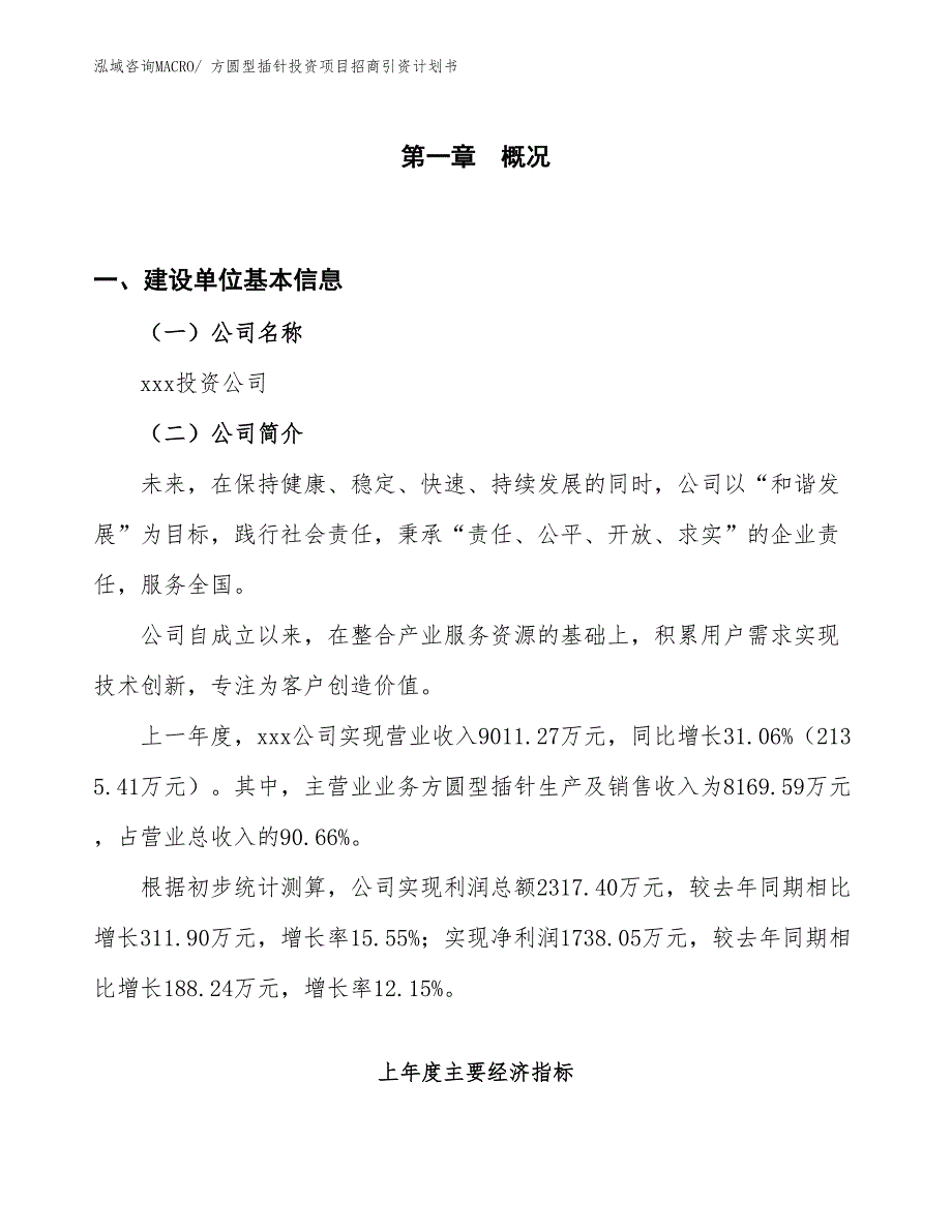 方圆型插针投资项目招商引资计划书_第1页