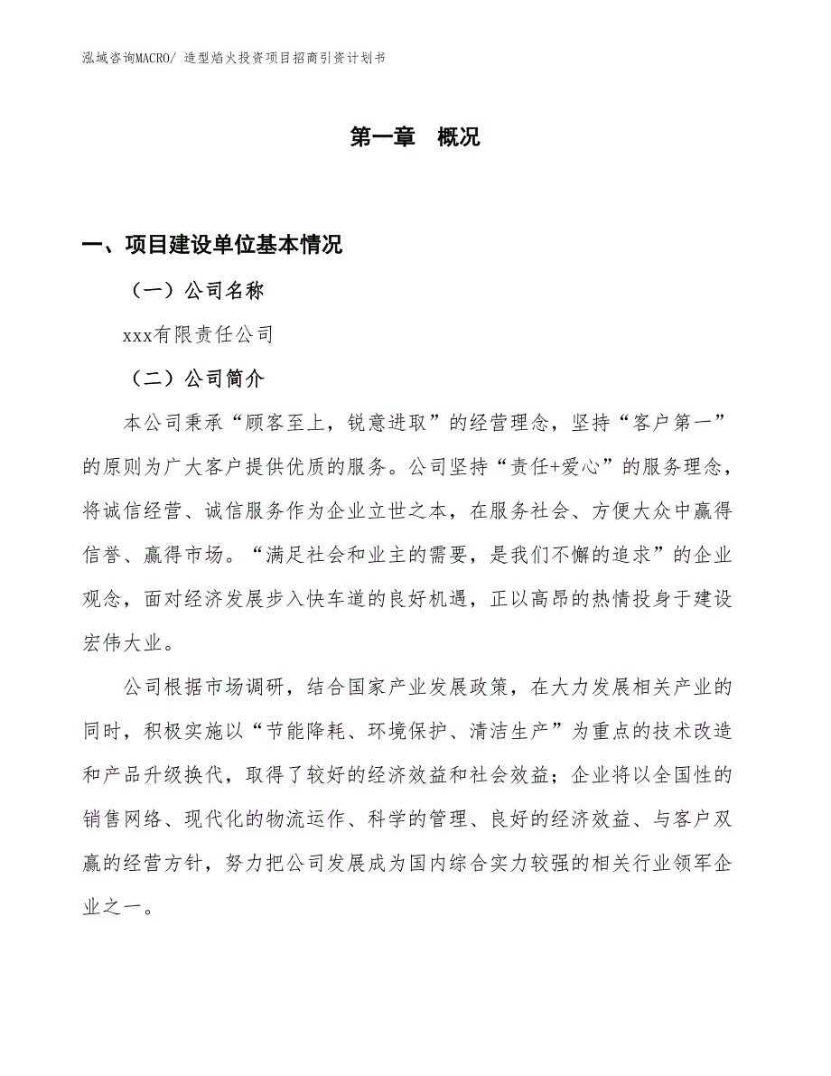 造型焰火投资项目招商引资计划书_第1页