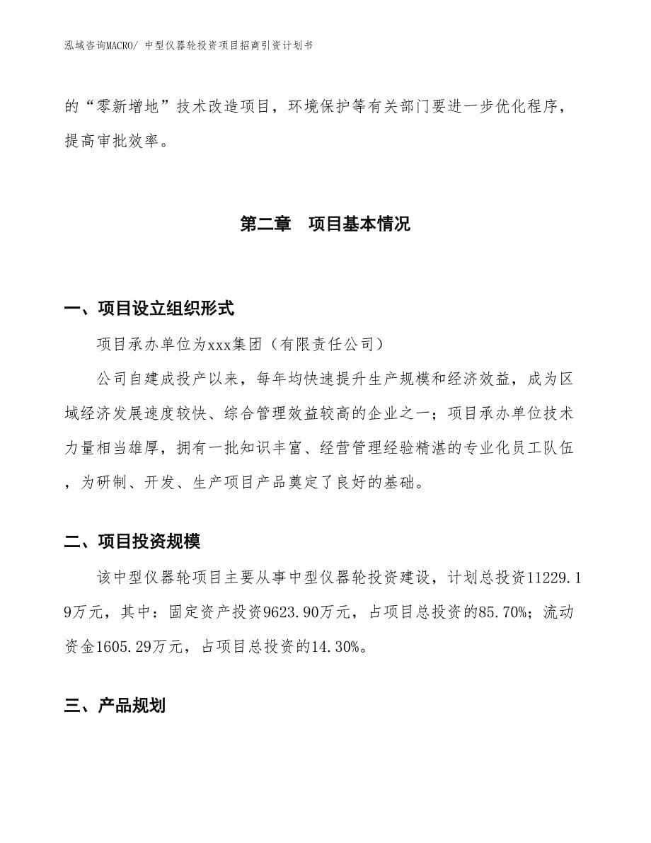 中型仪器轮投资项目招商引资计划书_第5页