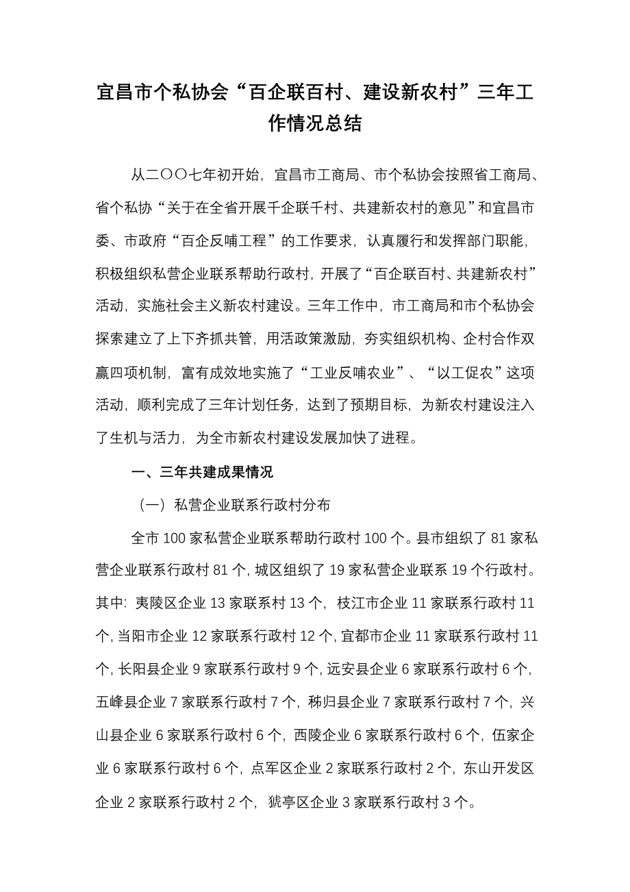 百企联百村建设新农村”工作情况总结_第1页