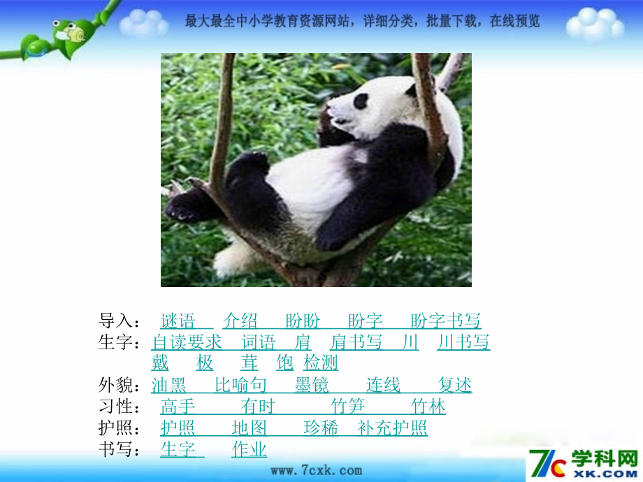 2014秋长春版语文二上《大熊猫出国》ppt课件4_第3页