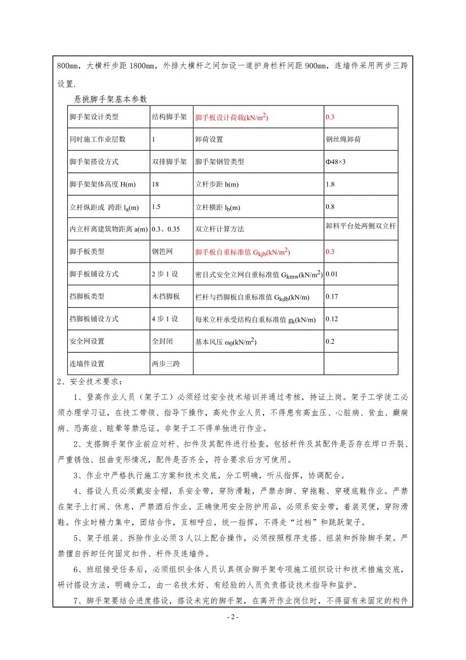 悬挑式脚手架 安全技术交底_第2页