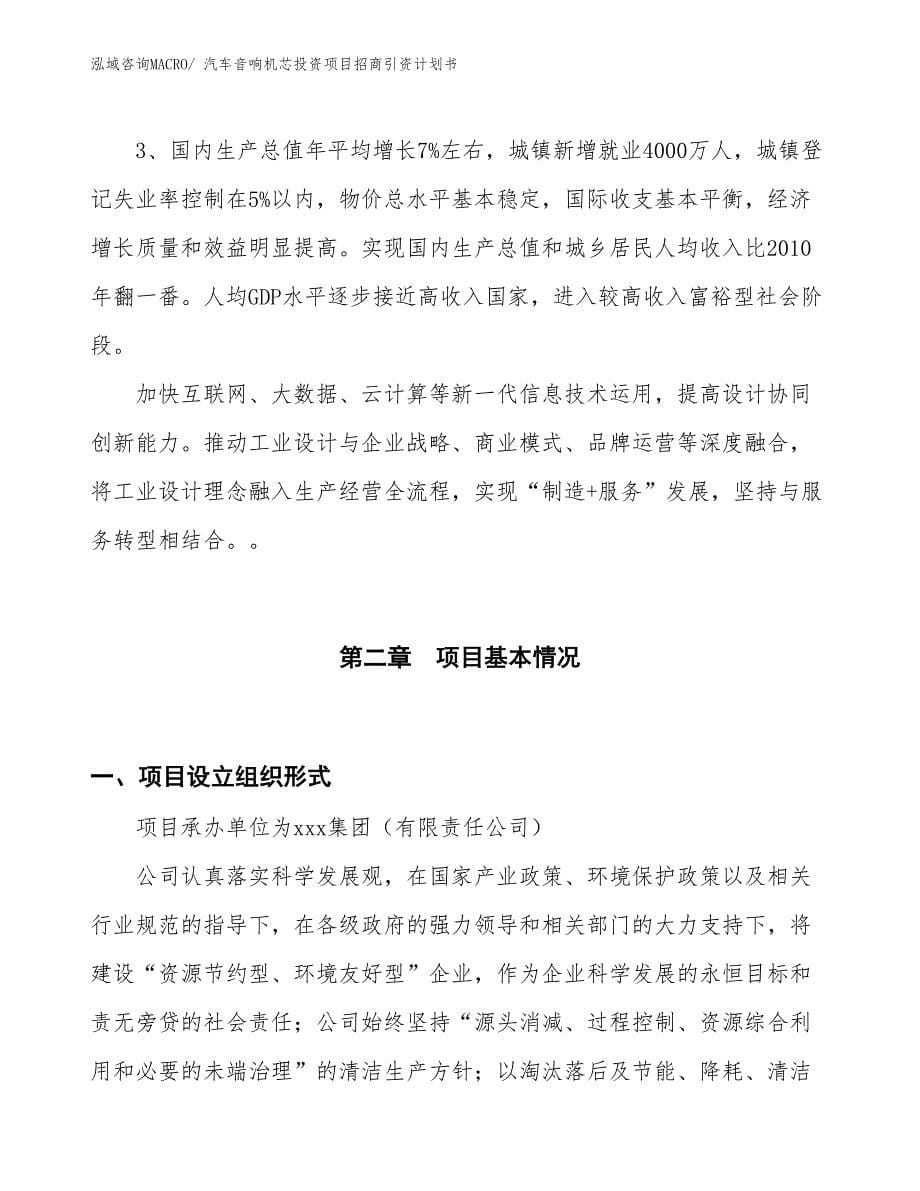 汽车音响机芯投资项目招商引资计划书_第5页