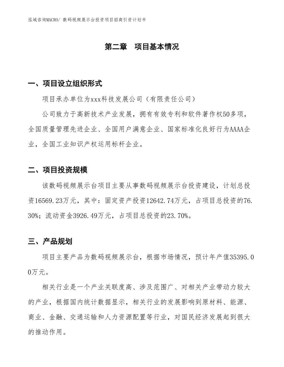 数码视频展示台投资项目招商引资计划书_第5页