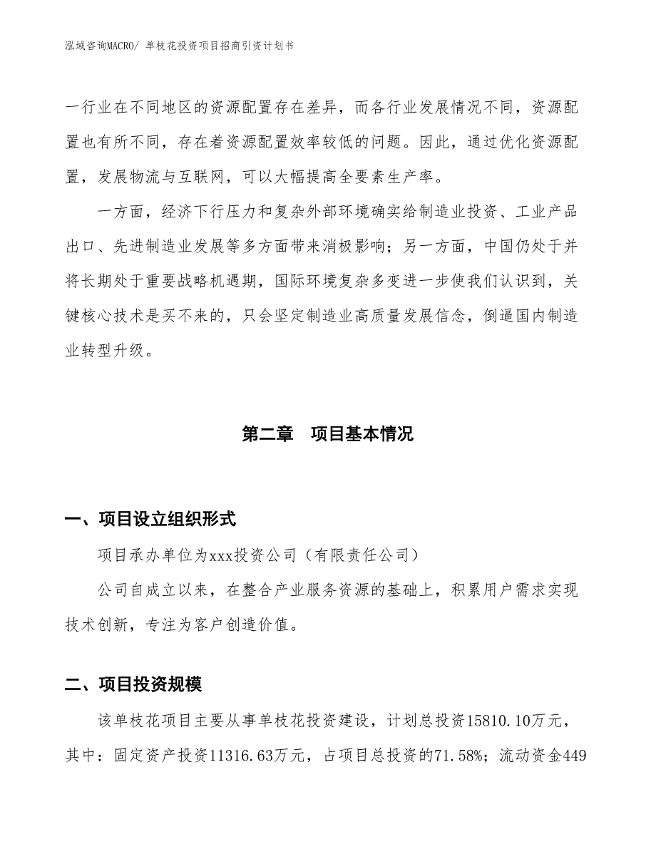 单枝花投资项目招商引资计划书_第4页