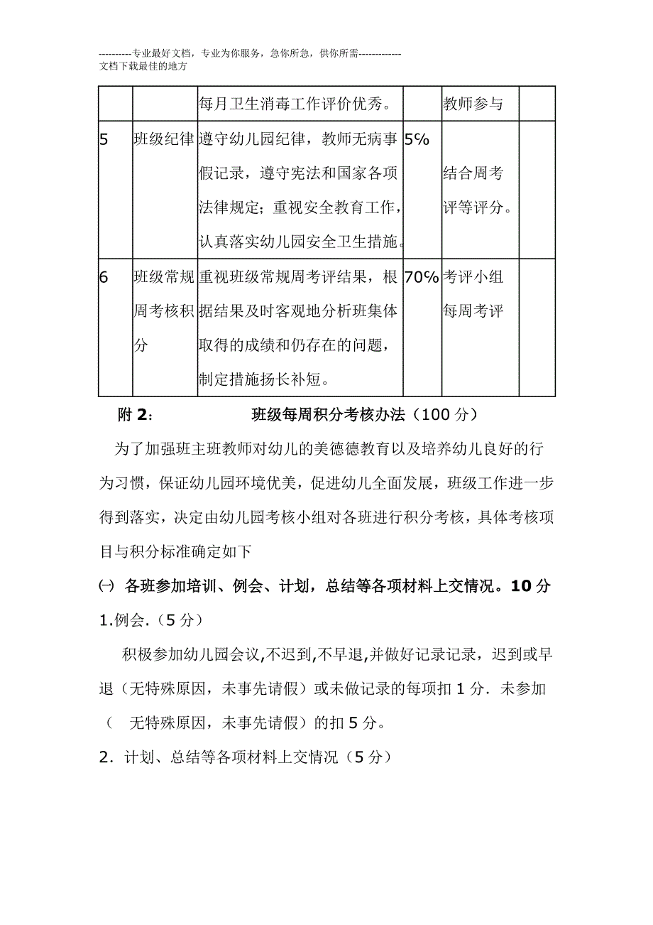 幼儿园班集体考核办法文档_第3页