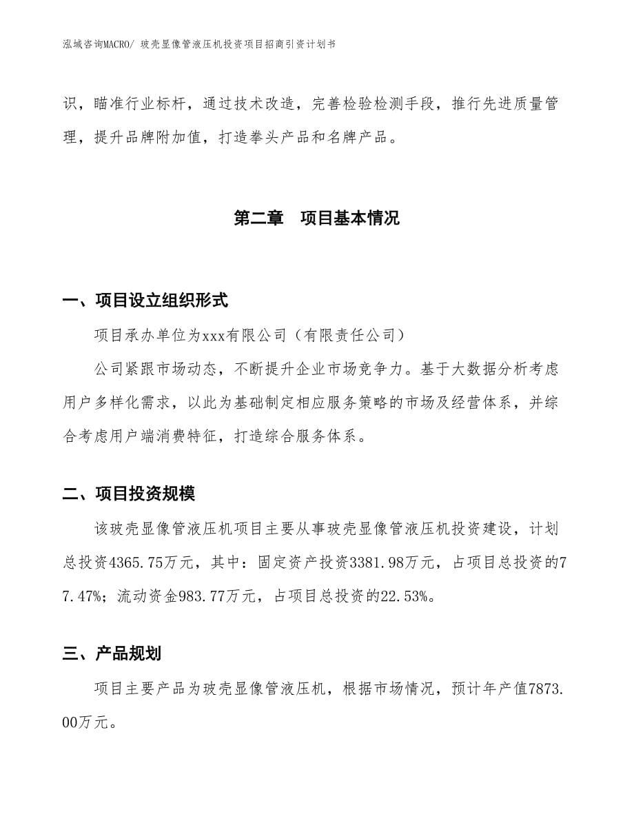 玻壳显像管液压机投资项目招商引资计划书_第5页