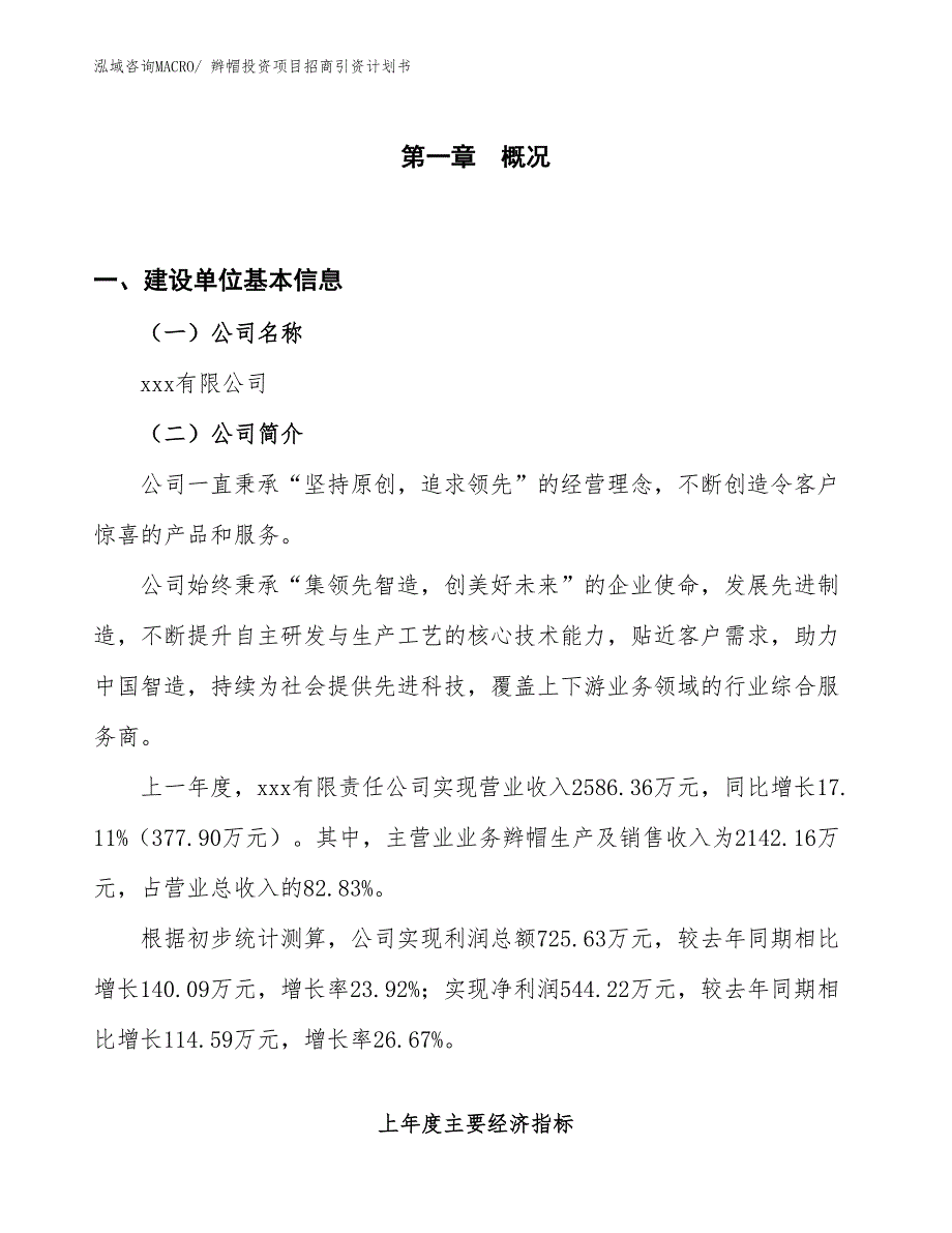 辫帽投资项目招商引资计划书_第1页