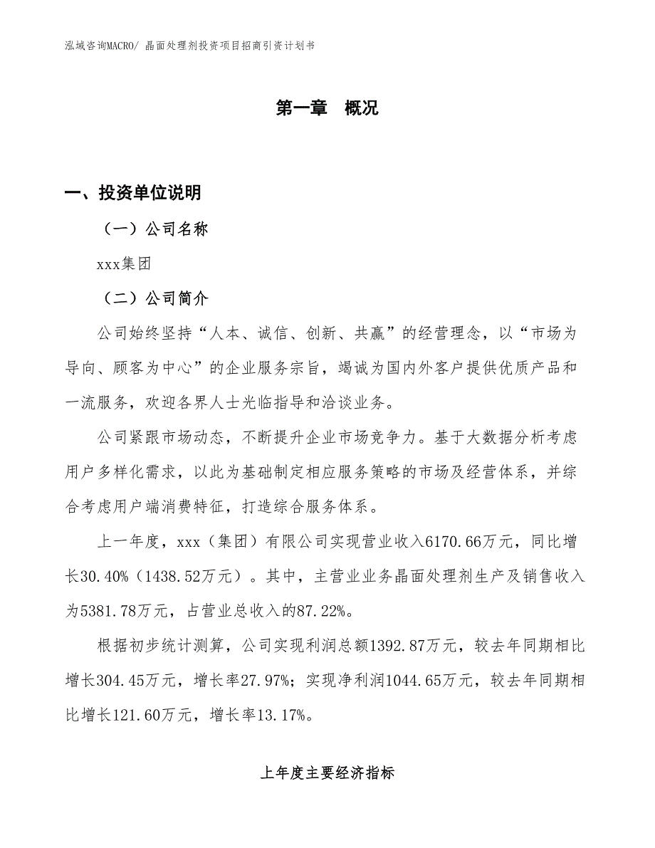 晶面处理剂投资项目招商引资计划书_第1页