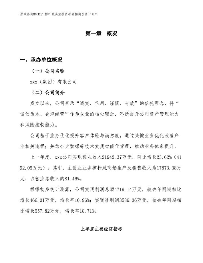 撑杆跳高垫投资项目招商引资计划书