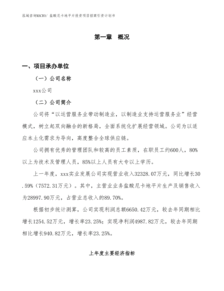 盐酸尼卡地平片投资项目招商引资计划书_第1页