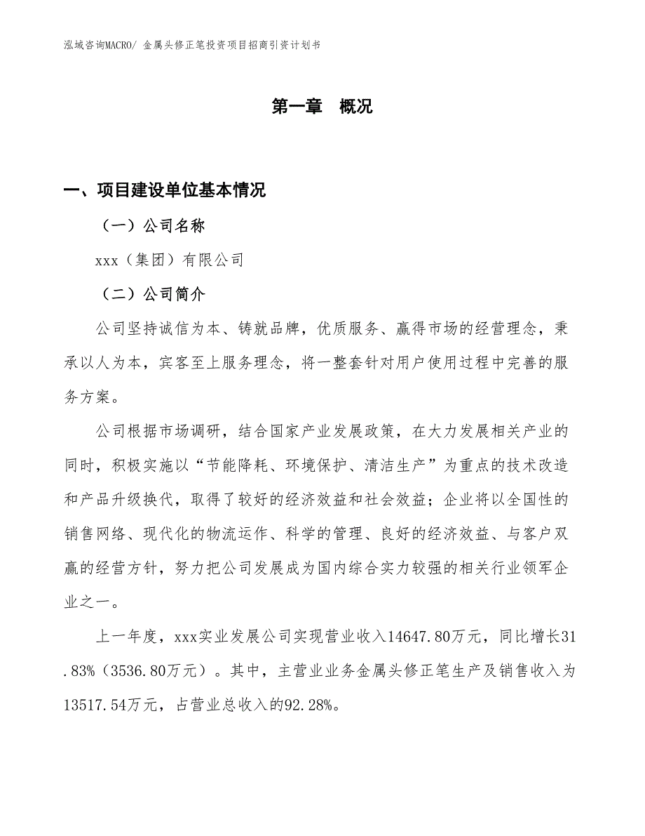 金属头修正笔投资项目招商引资计划书_第1页