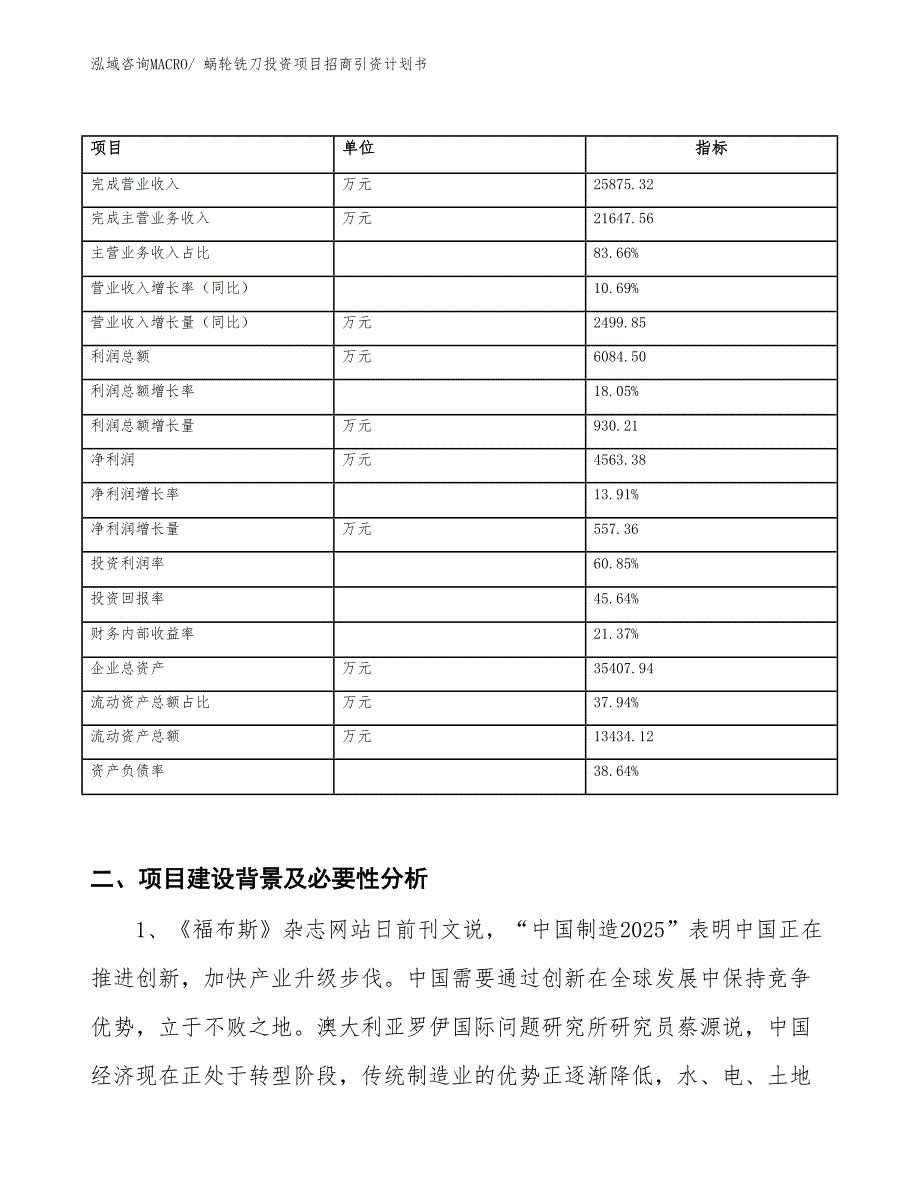 蜗轮铣刀投资项目招商引资计划书_第2页