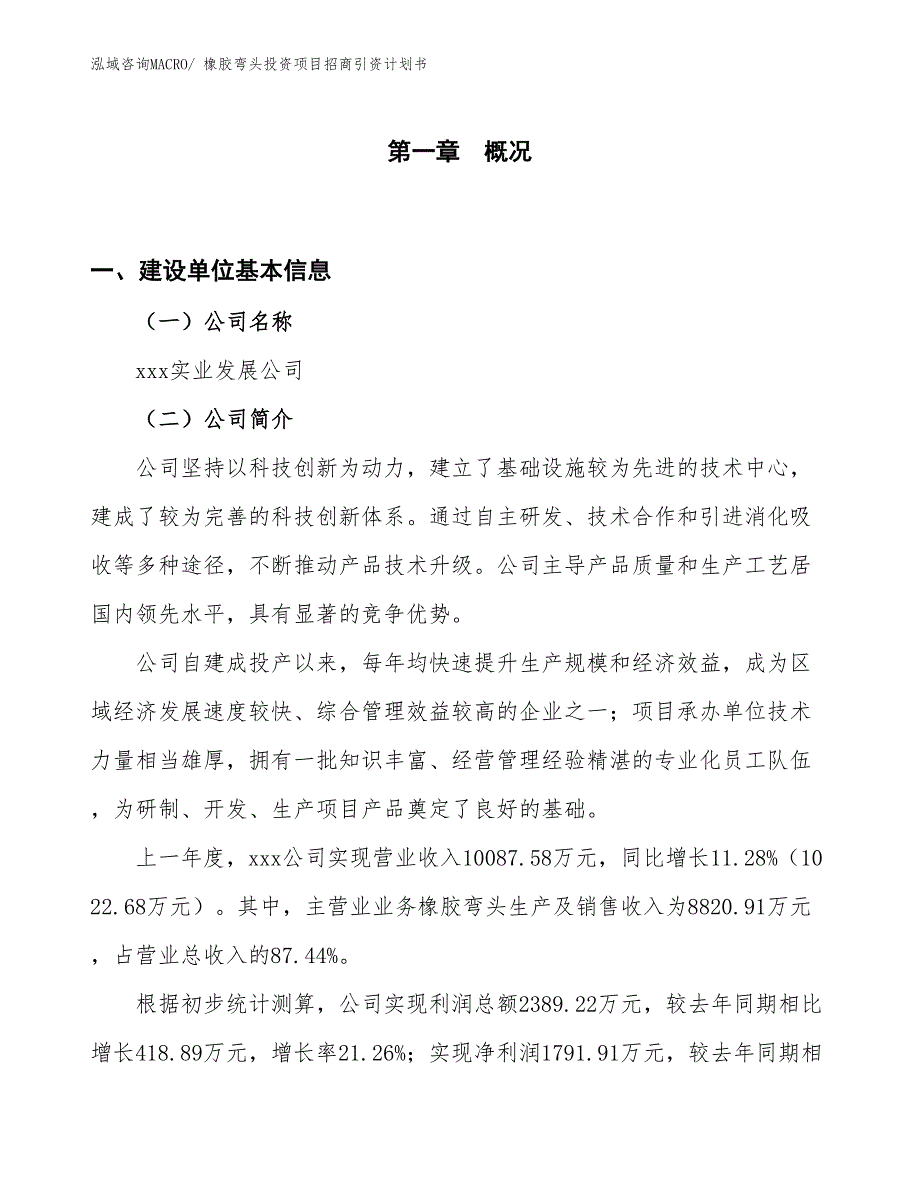 橡胶弯头投资项目招商引资计划书_第1页