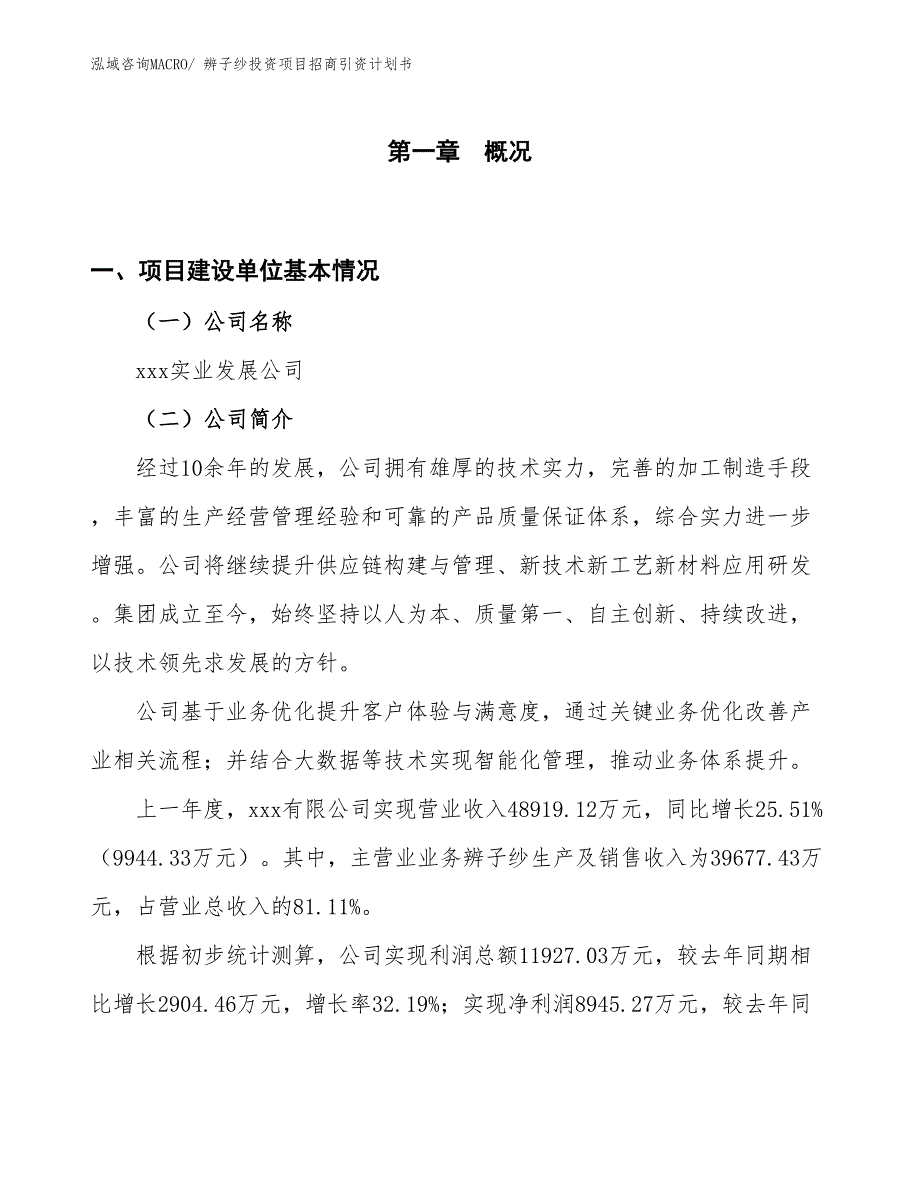 辨子纱投资项目招商引资计划书_第1页