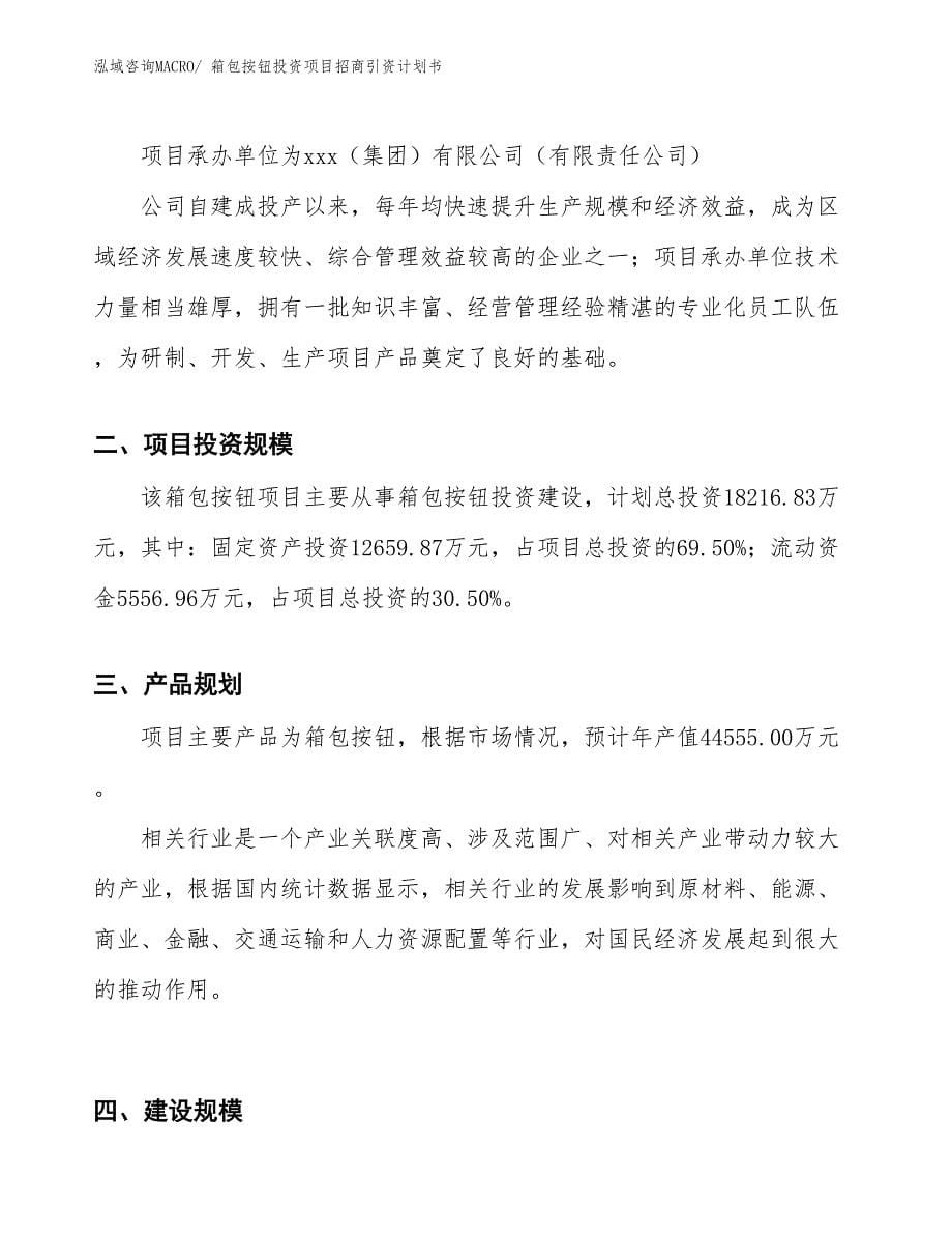 箱包按钮投资项目招商引资计划书_第5页