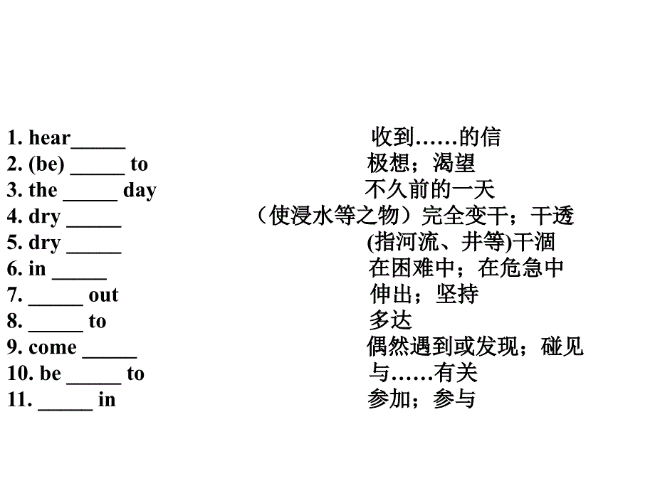 2012届高考英语一轮单元基础词汇复习精品课件集人教版新课标选修七 unit4 sharing_第4页