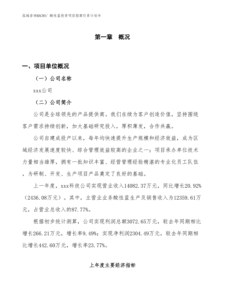 酸性蓝投资项目招商引资计划书_第1页