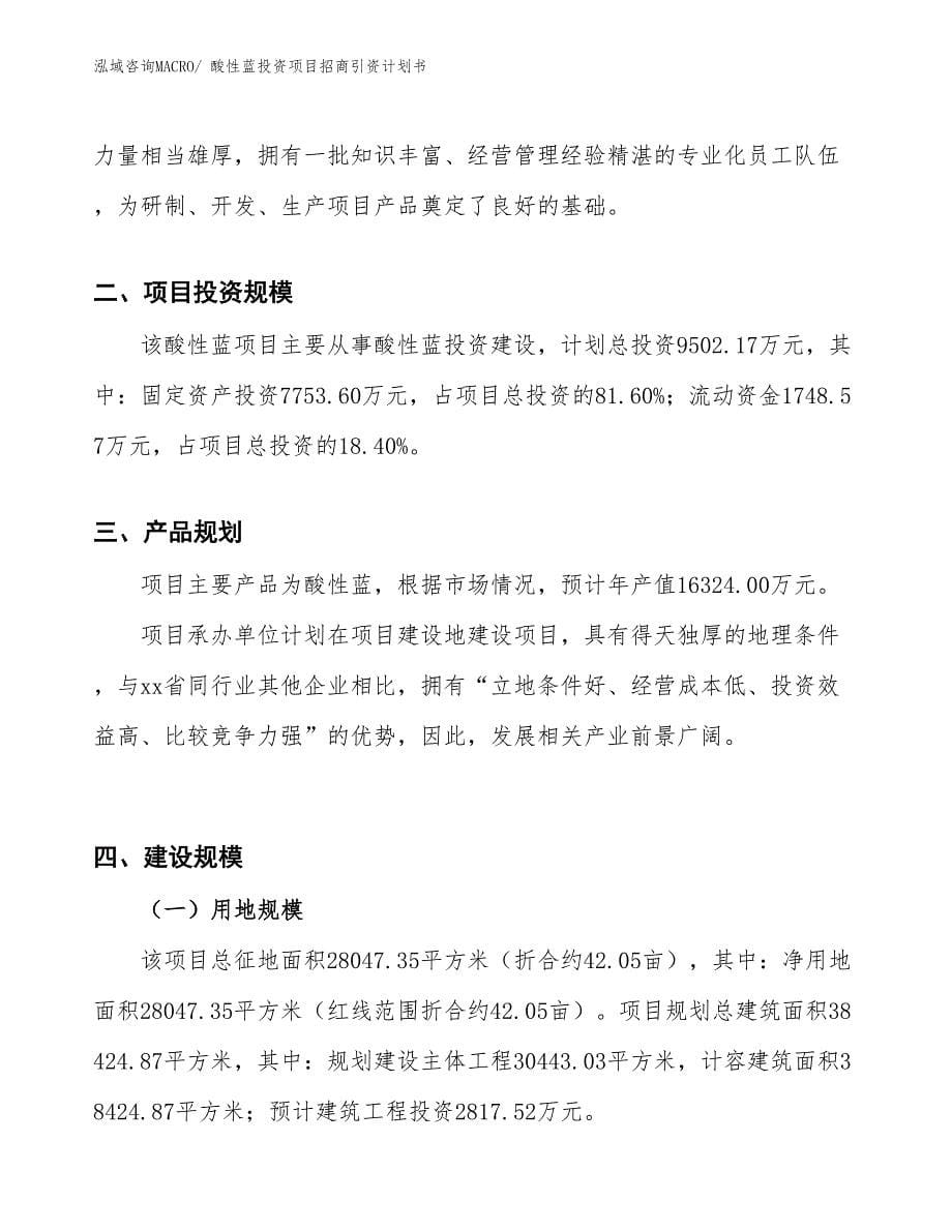 酸性蓝投资项目招商引资计划书_第5页