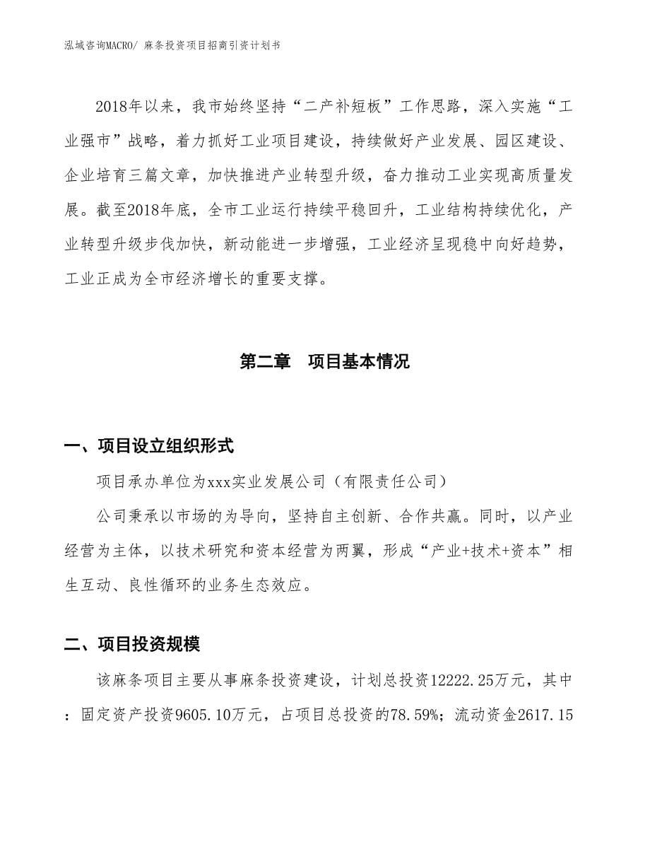 麻条投资项目招商引资计划书_第5页