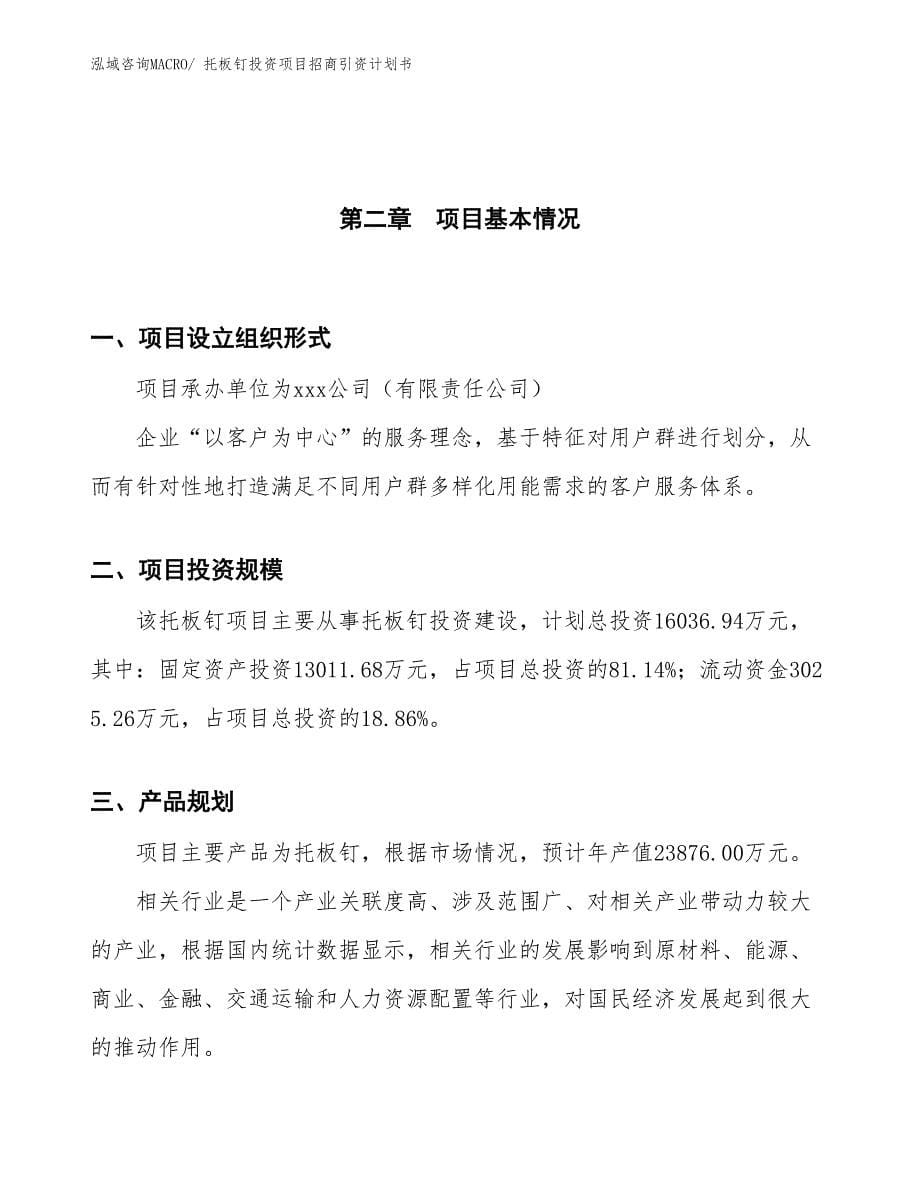 托板钉投资项目招商引资计划书_第5页