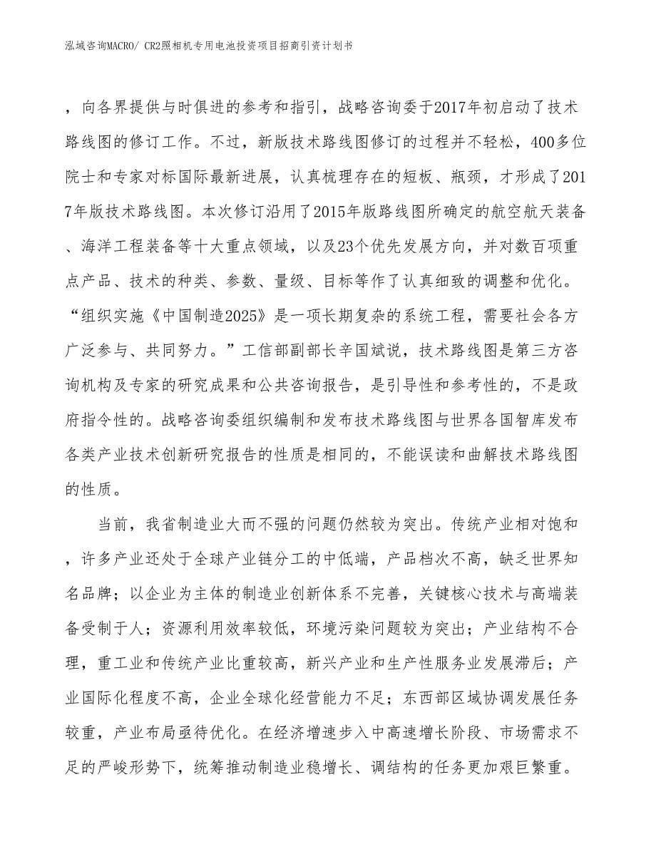 CR2照相机专用电池投资项目招商引资计划书_第5页